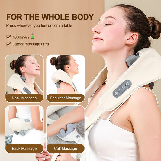 Wireless Neck & Shoulder Shiatsu Massager with Heat – Relaxing Massage Shawl