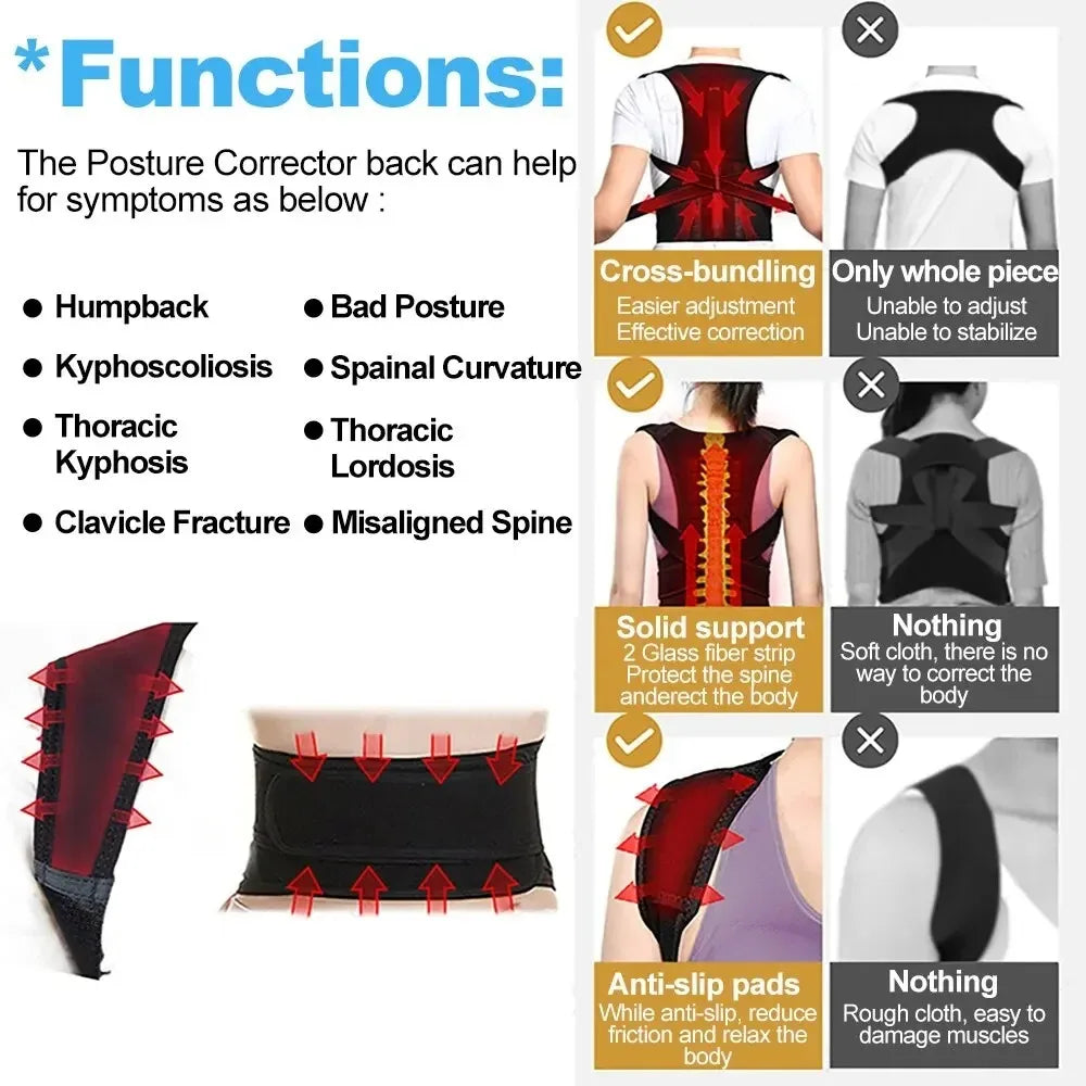 Adjustable Back Posture Corrector for Pain Relief