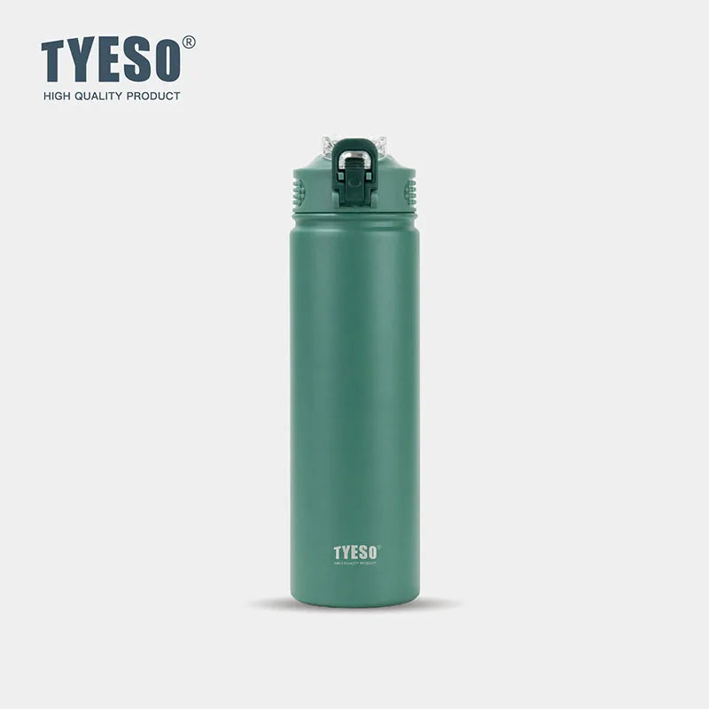 TYESO 600ML/750ML Insulated Stainless Steel Bottle with Straw Lid
