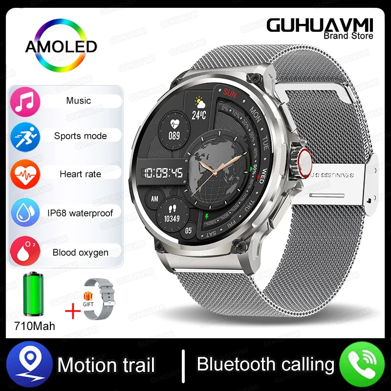 2024 1.85" AMOLED Smart Watch for Men β GPS, Bluetooth Call, Fitness Tracker, 710mAh Battery
