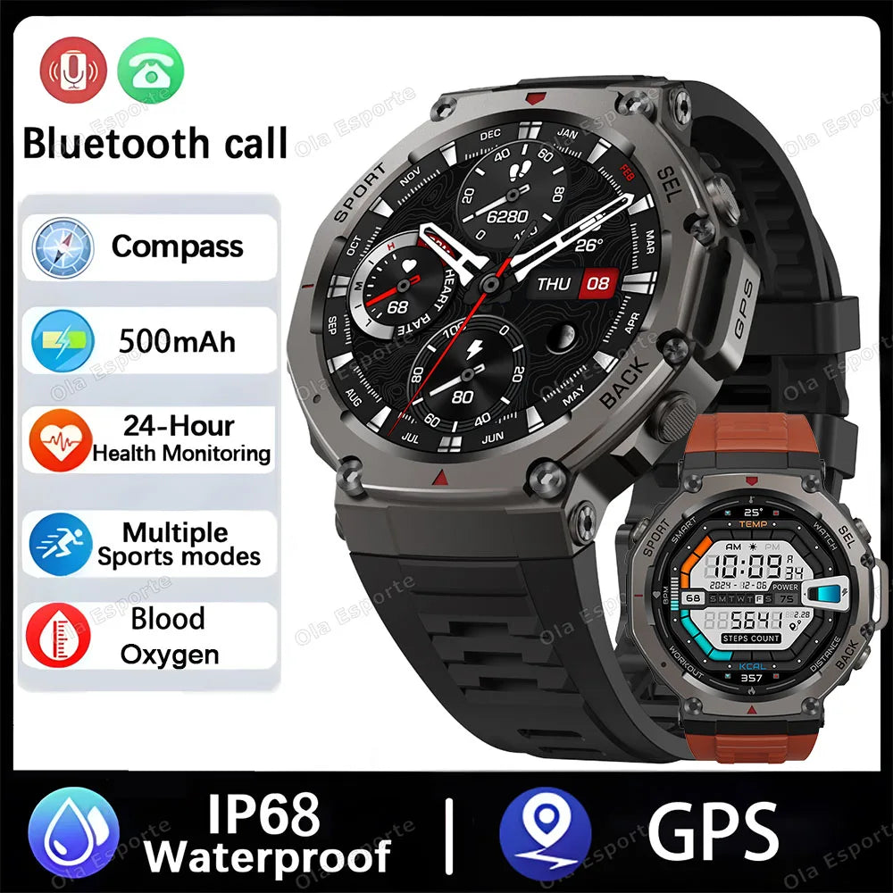 2025 Military GPS Smartwatch with AMOLED & Dual-Band GNSS – 5ATM