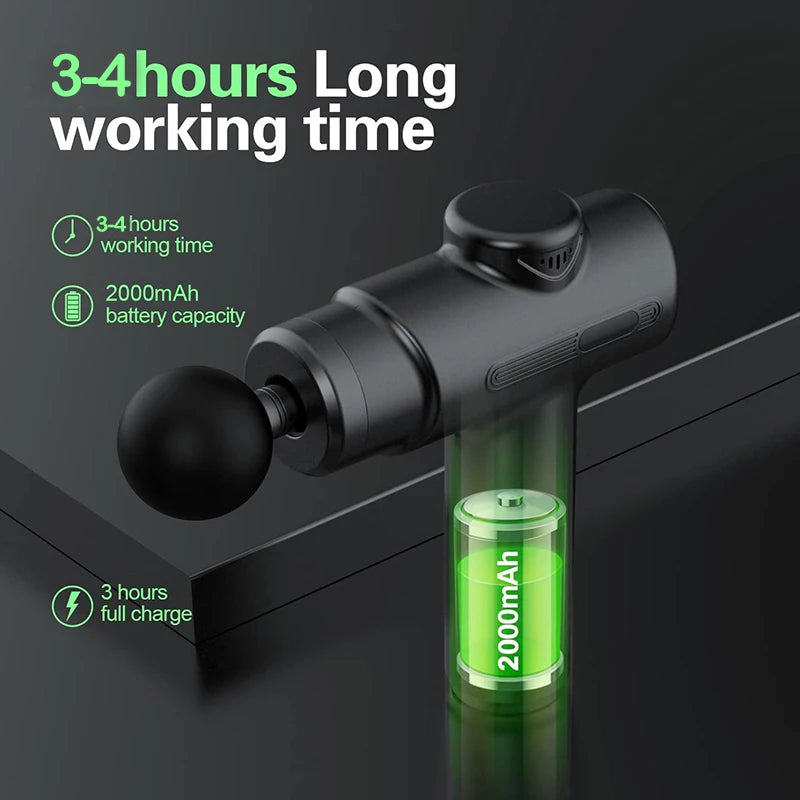 Portable Deep Tissue Massage Gun with 8 Heads – Muscle Recovery Tool