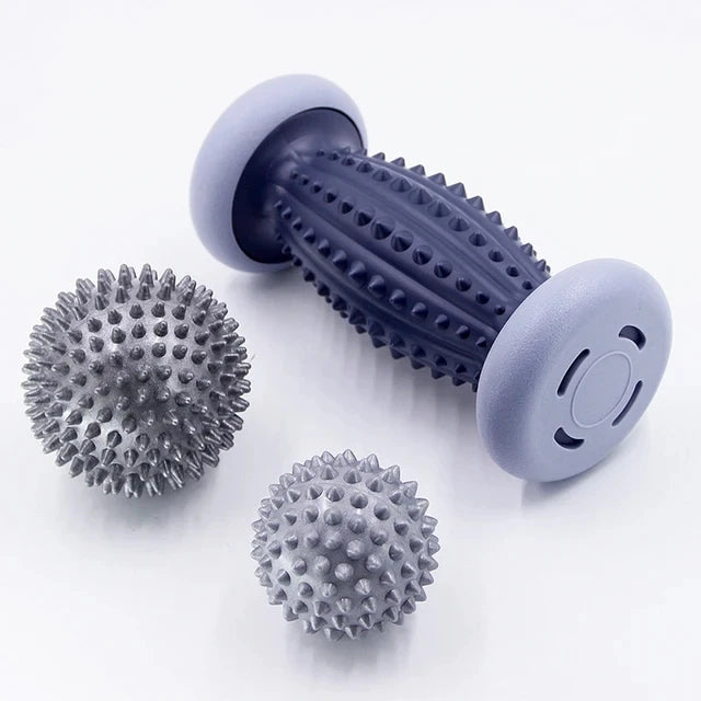 Spiky Foot Massage Roller & Hedgehog Ball Set – Relieve Plantar Fasciitis & Sore Muscles