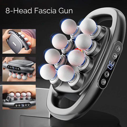 8-Head High-Frequency Massage Gun – Deep Tissue Muscle & Body Relaxation Tool