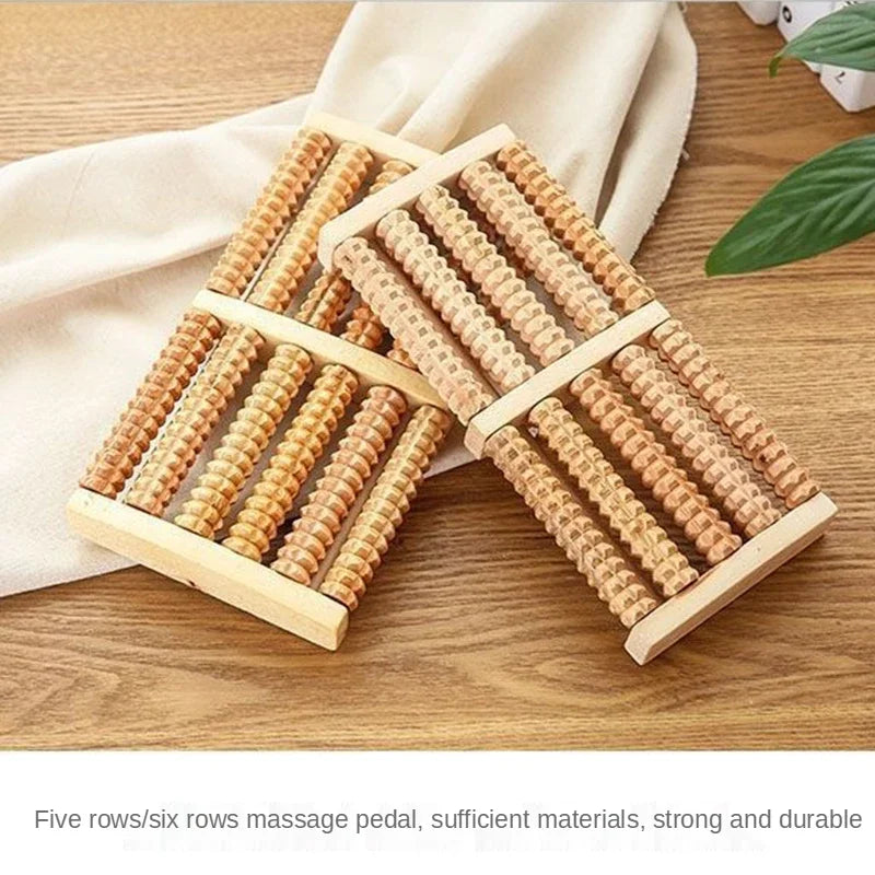 Wooden 6-Row Foot Roller Massager – Natural Pain & Stress Relief Tool