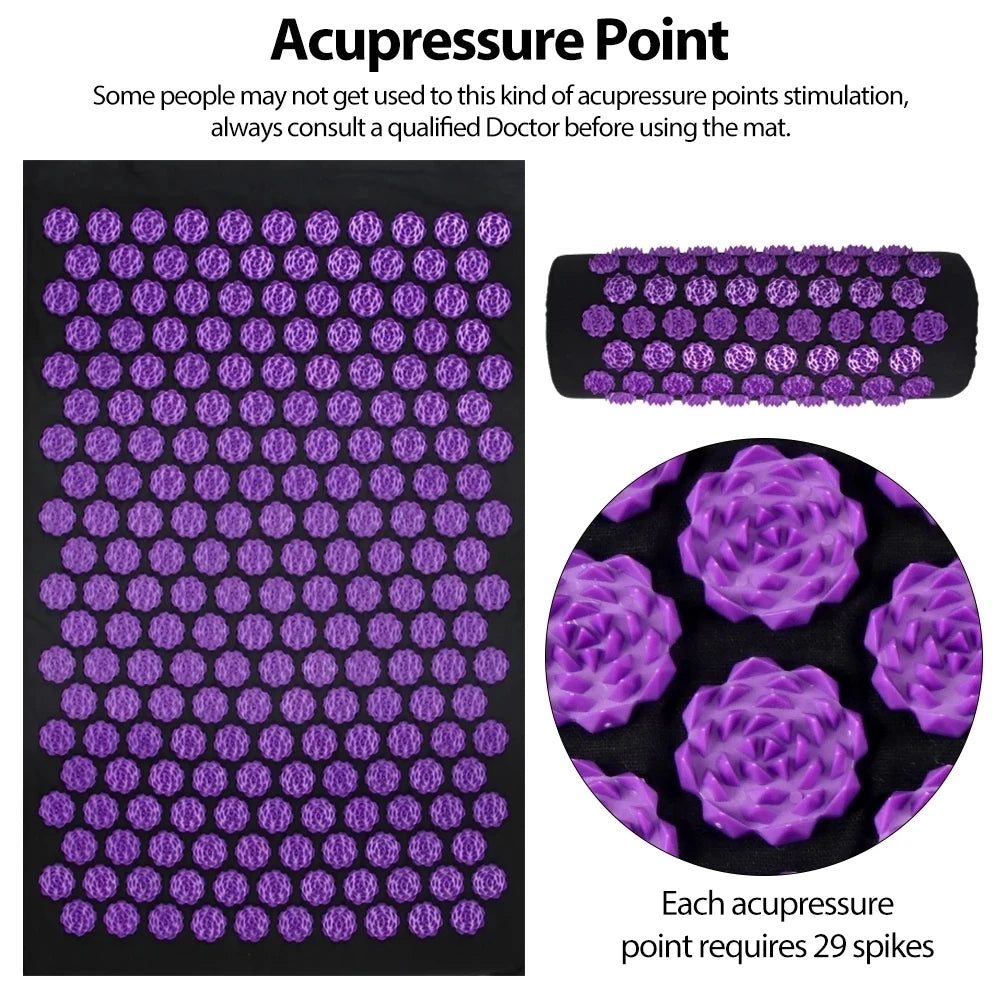 3PCS Acupressure Mat and Pillow Set – Yoga Massage Cushion for Full Body Relaxation and Foot Therapy