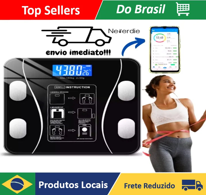 Smart Bioimpedance Body Scale with Bluetooth – Track Weight, Fat, Muscle & More