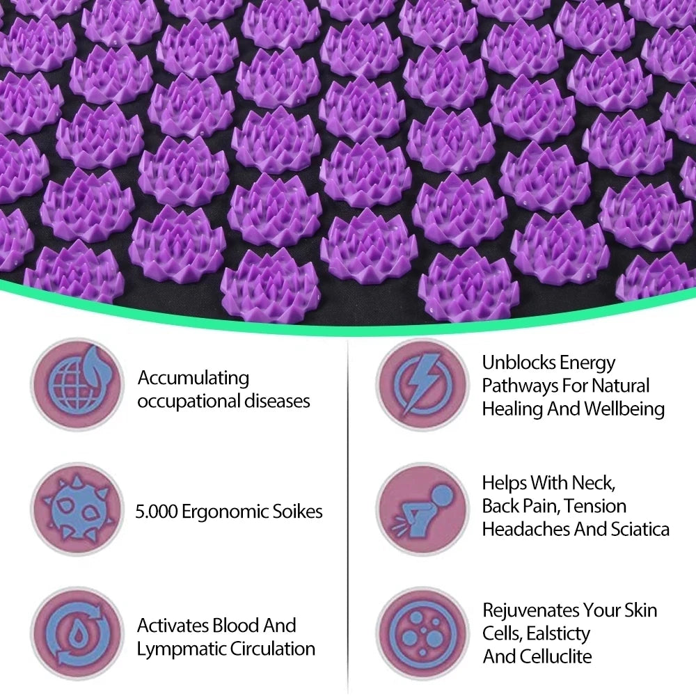 3PCS Acupressure Mat and Pillow Set – Yoga Massage Cushion for Full Body Relaxation and Foot Therapy