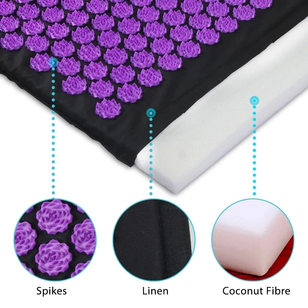 3PCS Acupressure Mat and Pillow Set – Yoga Massage Cushion for Full Body Relaxation and Foot Therapy