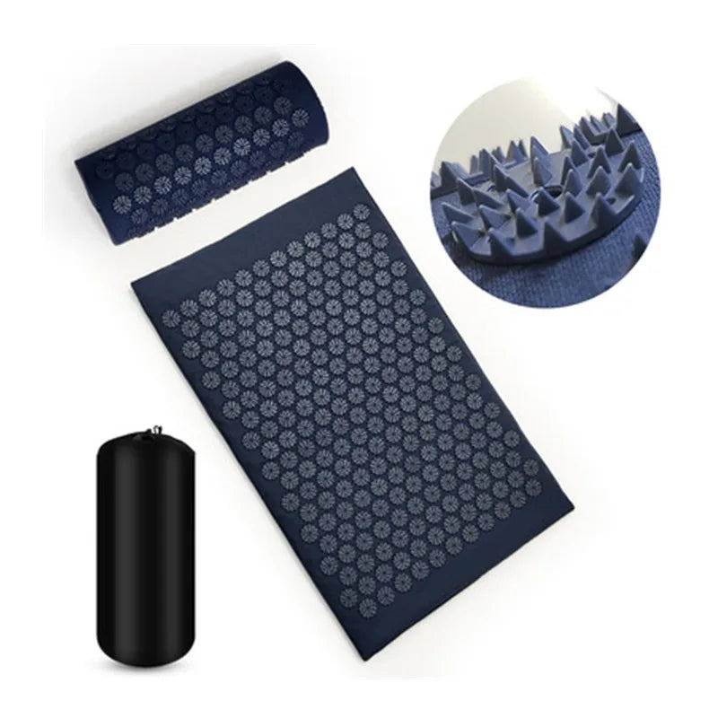 Acupressure Yoga Mat and Pillow Set – Spike Massage Cushion for Stress Relief, Back Pain, and Pilates Fitness