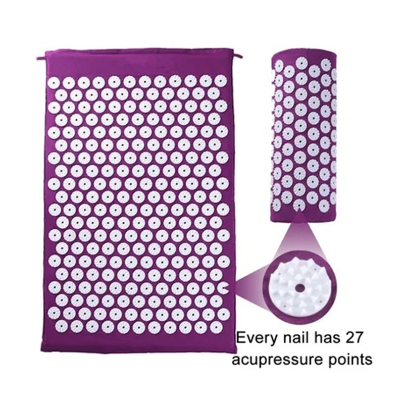 Acupressure Yoga Mat and Pillow Set – Spike Massage Cushion for Stress Relief, Back Pain, and Pilates Fitness