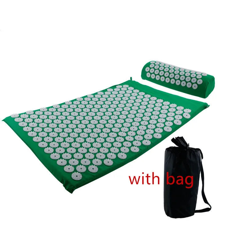 Acupressure Yoga Mat and Pillow Set – Spike Massage Cushion for Stress Relief, Back Pain, and Pilates Fitness