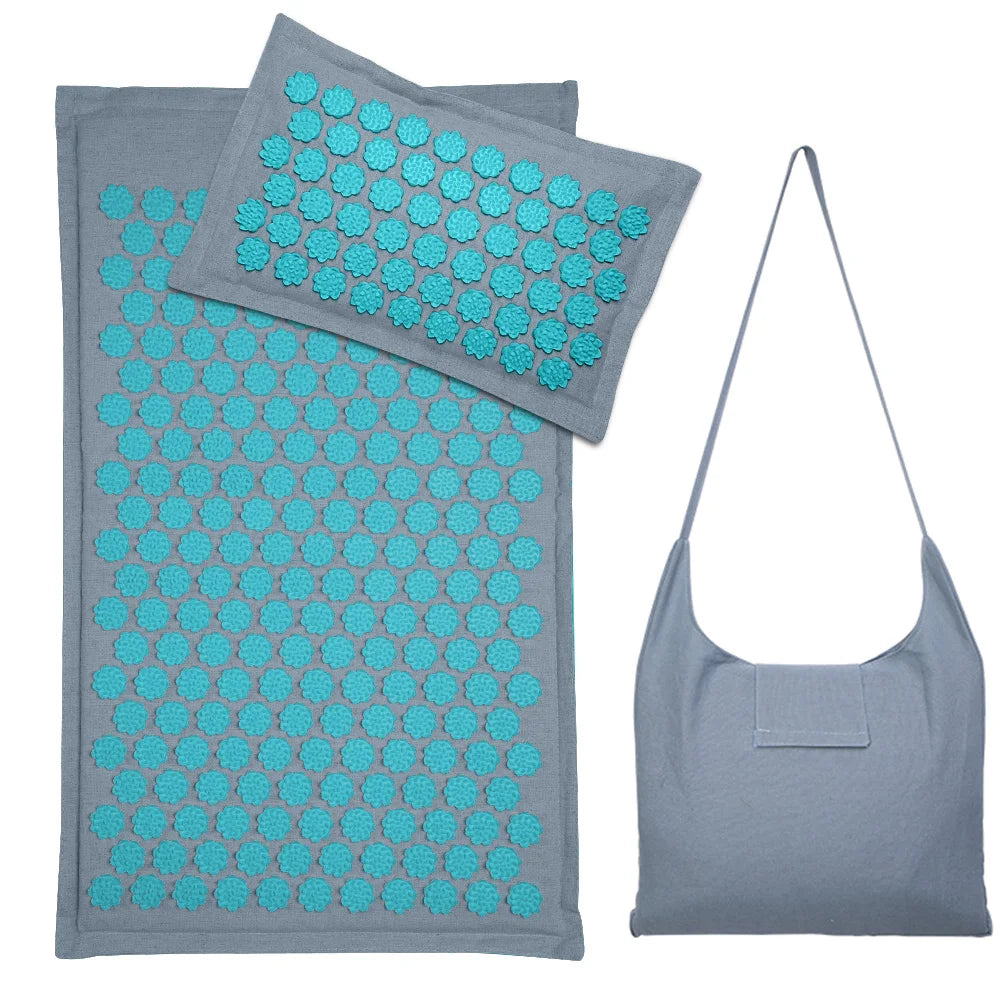 Natural Coconut Palm Acupressure Mat and Pillow Set – Lotus Spike Massage for Back, Neck, and Foot Relaxation