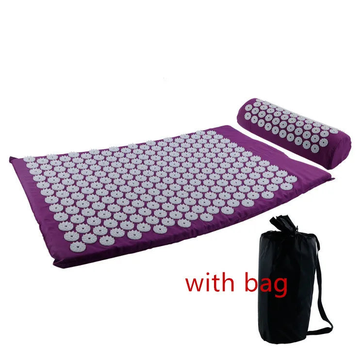 Acupressure Yoga Mat and Pillow Set – Spike Massage Cushion for Stress Relief, Back Pain, and Pilates Fitness