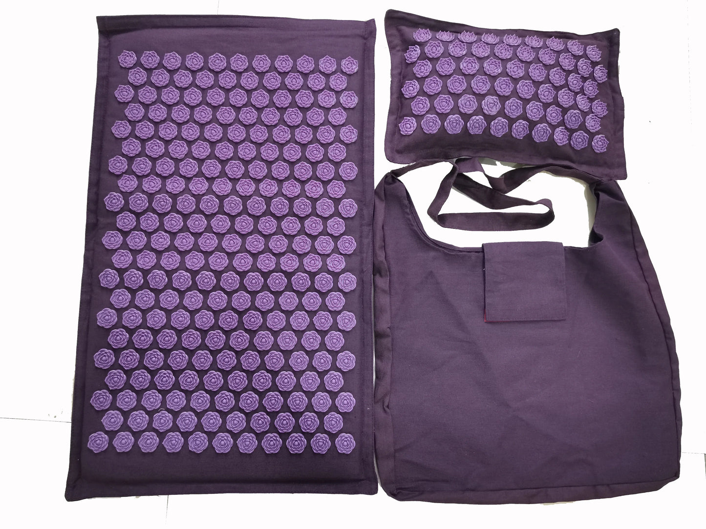 Natural Coconut Palm Acupressure Mat and Pillow Set – Lotus Spike Massage for Back, Neck, and Foot Relaxation
