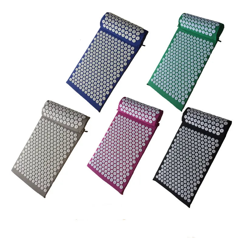 Acupressure Yoga Mat and Pillow Set – Spike Massage Cushion for Stress Relief, Back Pain, and Pilates Fitness