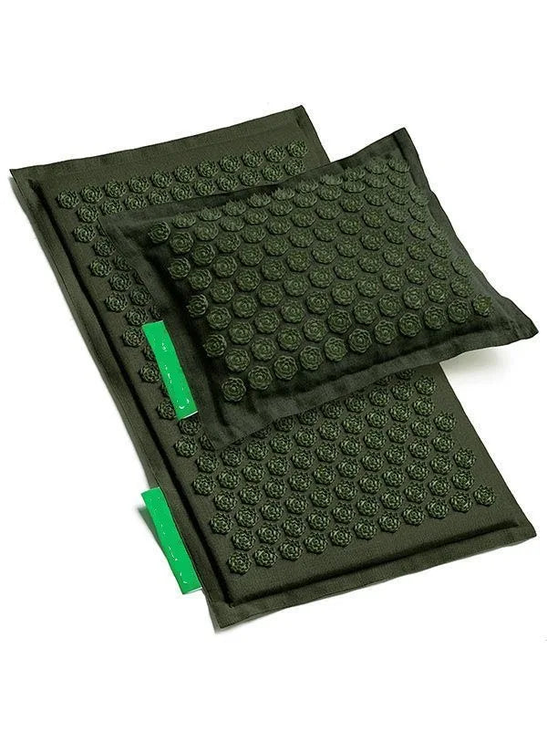 Natural Coconut Palm Acupressure Mat and Pillow Set – Lotus Spike Massage for Back, Neck, and Foot Relaxation