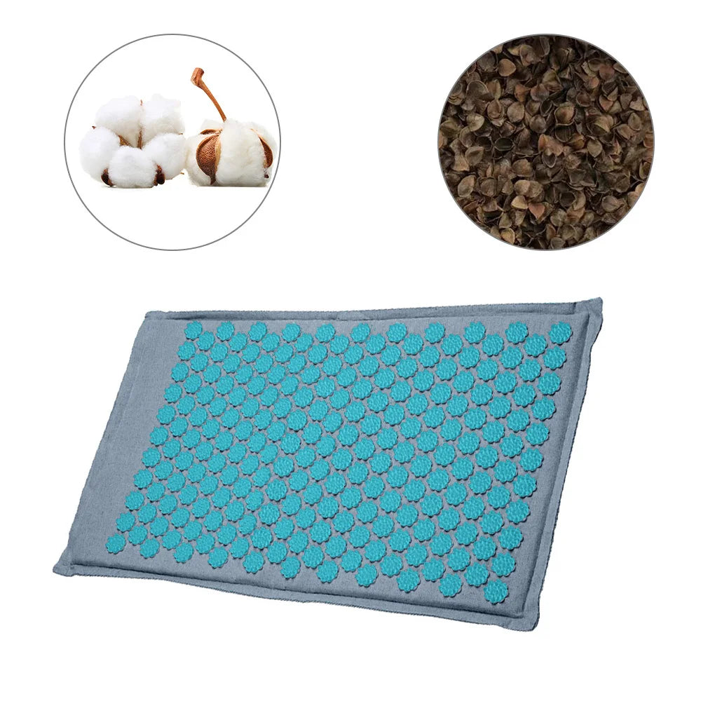Natural Coconut Palm Acupressure Mat and Pillow Set – Lotus Spike Massage for Back, Neck, and Foot Relaxation