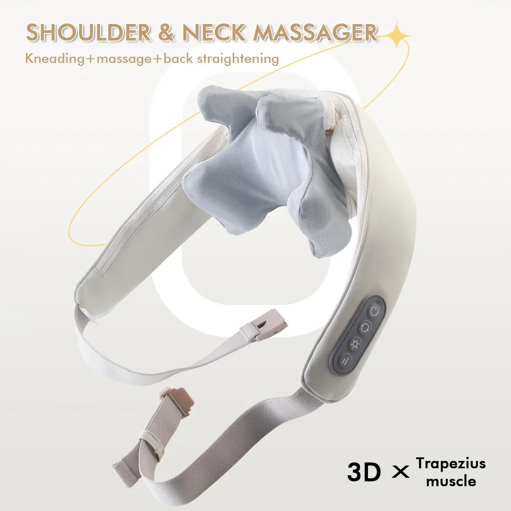 Wireless Neck and Back Massager – Shoulder Kneading Massage Shawl with Heat for Cervical and Trapezius Relief