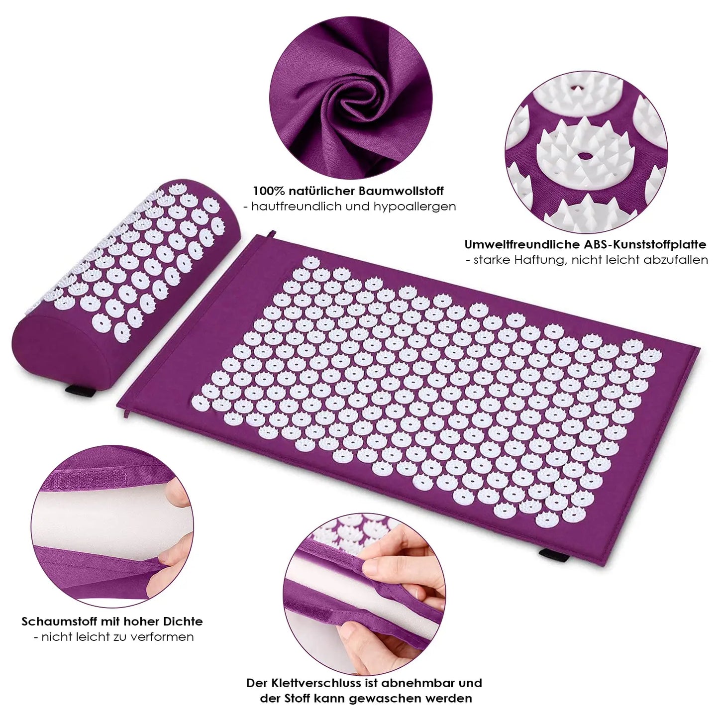 Acupressure Mat Sensi Massage Mat and Pillow Set | Applicator for Neck, Foot, Yoga, and Back Pain Relief