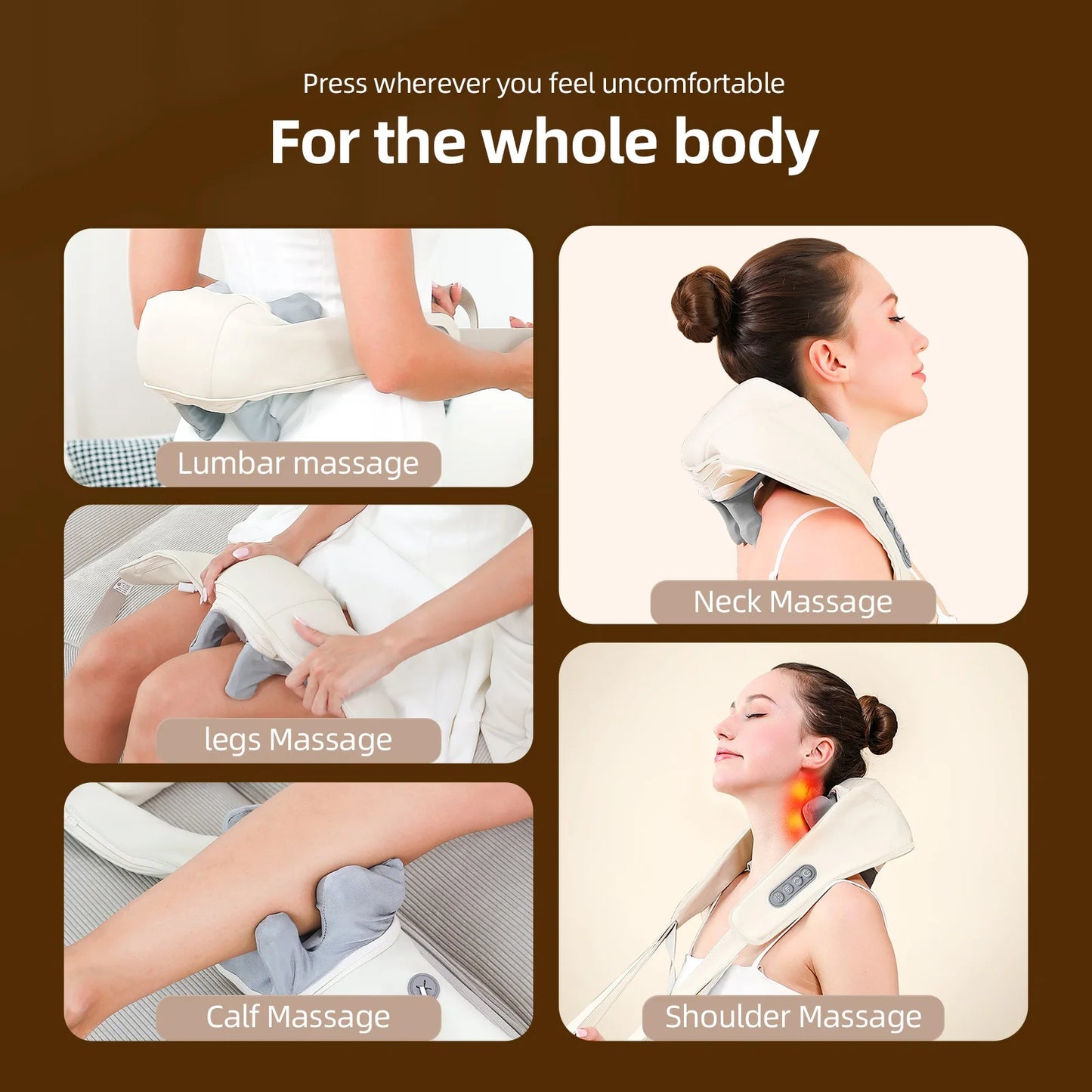 Wireless Neck & Shoulder Shiatsu Massager with Heat – Relaxing Massage Shawl