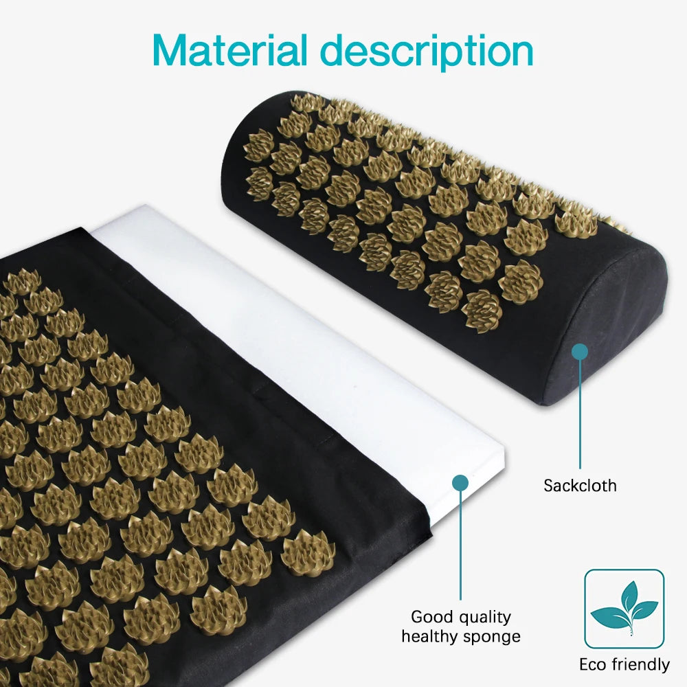 Pranamat Eco Lotus Spike Mat – Acupressure Massage Cushion for Neck, Back, and Foot Therapy