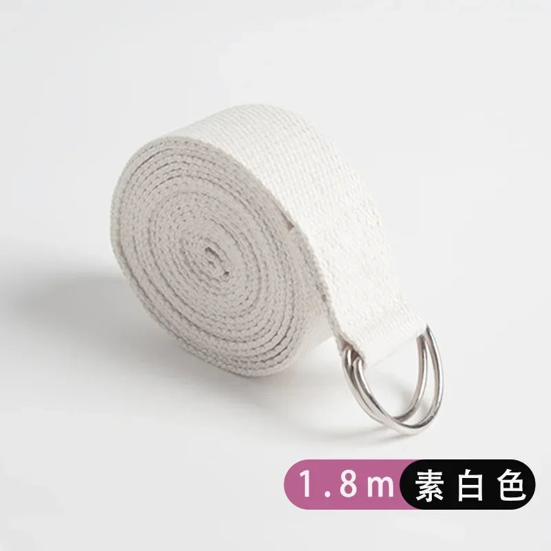 Adjustable Cotton Yoga Strap with D-Ring – 1.8m Stretch Band for Pilates & Flexibility