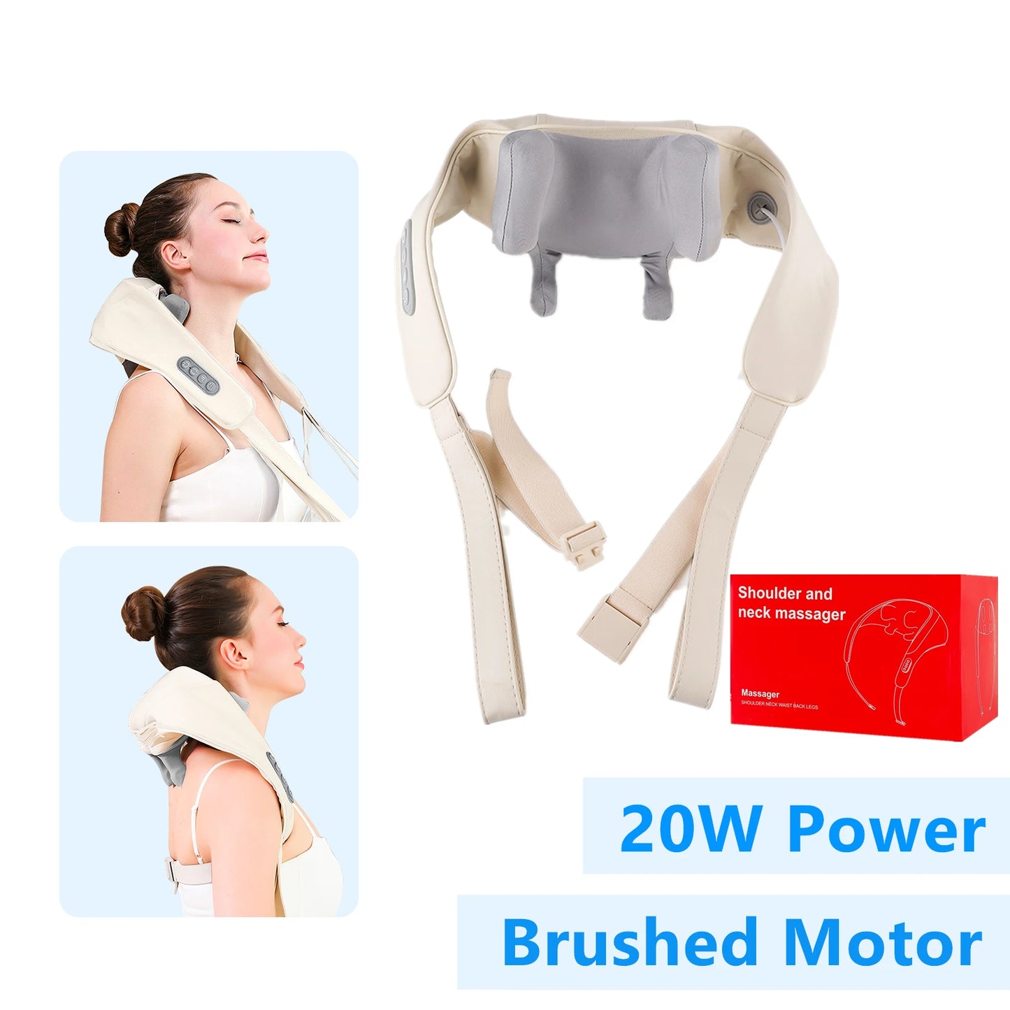 26W Wireless Neck & Shoulder Massager – Deep Kneading Back & Cervical Relief by Foreverlily