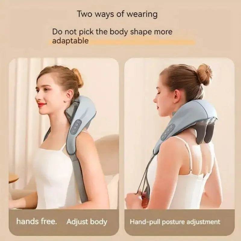 Wireless Neck and Back Massager – Hot Compress 3D Kneading for Full-Body Relief