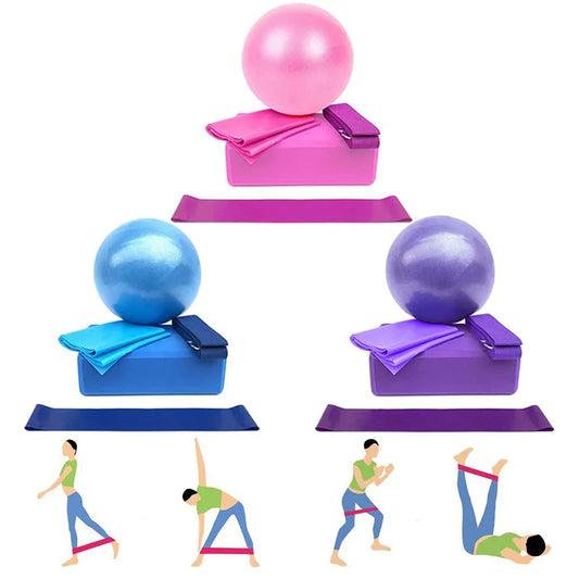 5-Piece Yoga Starter Kit – Blocks, Ball, Bands & Strap for Home Fitness
