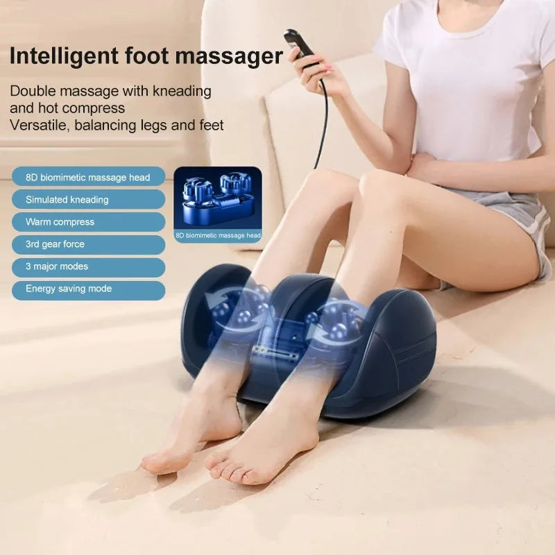 Extra Large Electric Foot & Calf Massager with Heat – Deep Shiatsu Therapy