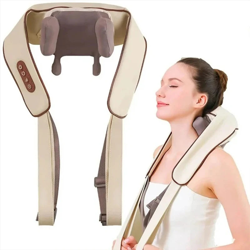 8D Electric Neck & Shoulder Massager – Wireless Kneading Heat Compression for Full-Body Relief