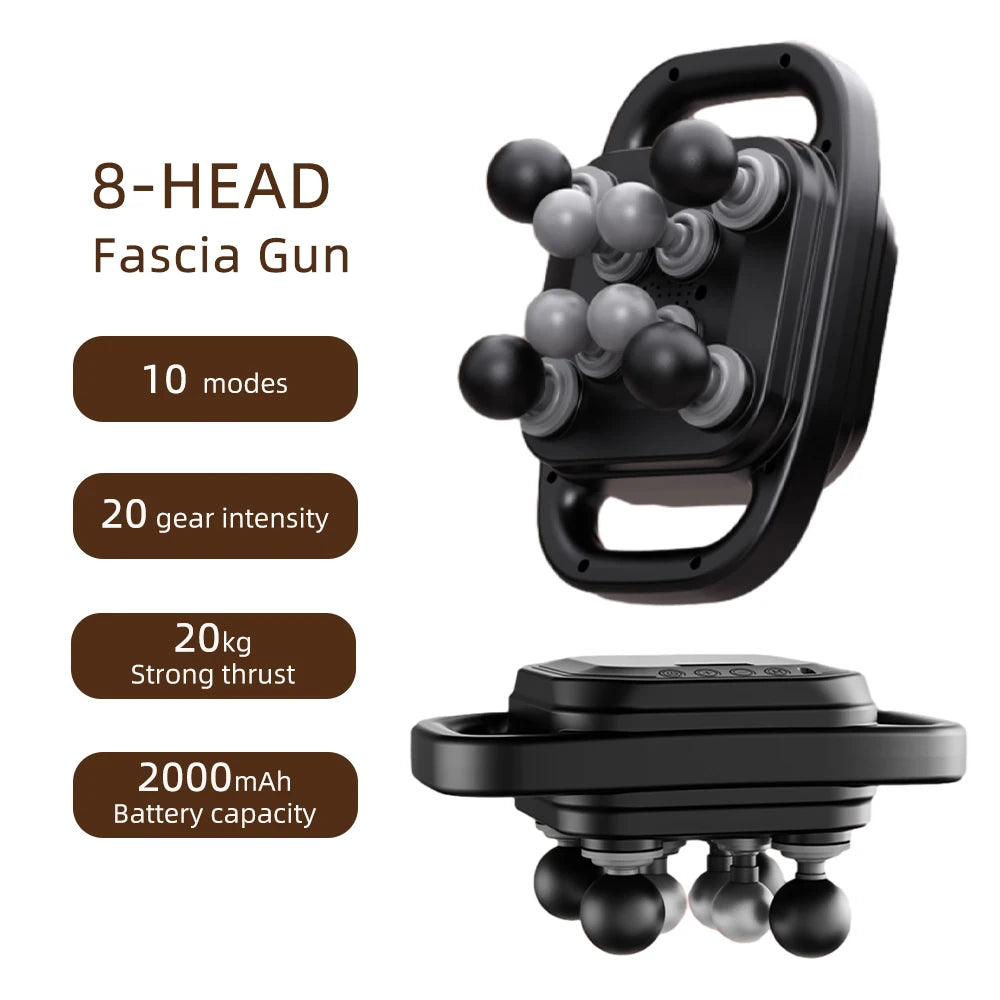 8-Head High-Frequency Massage Gun – Full Body Deep Tissue Relief Tool
