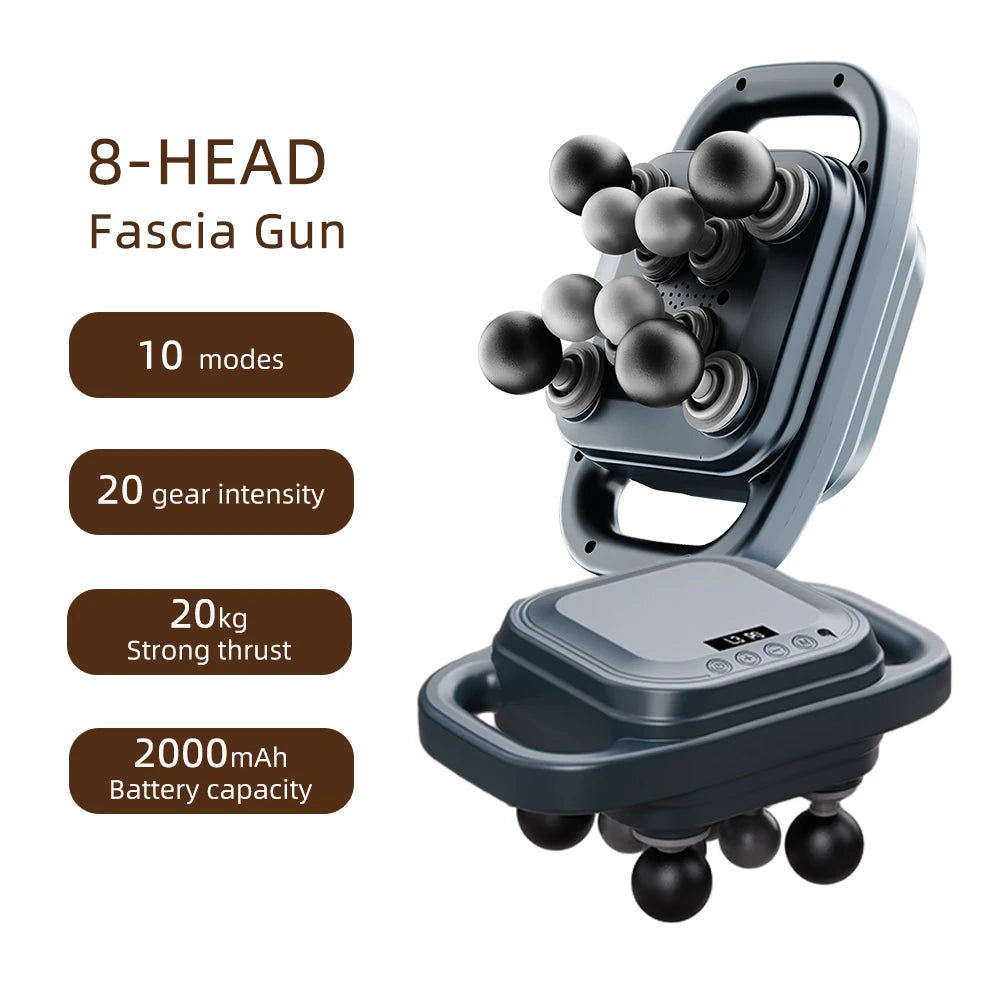8-Head High-Frequency Massage Gun – Full Body Deep Tissue Relief Tool