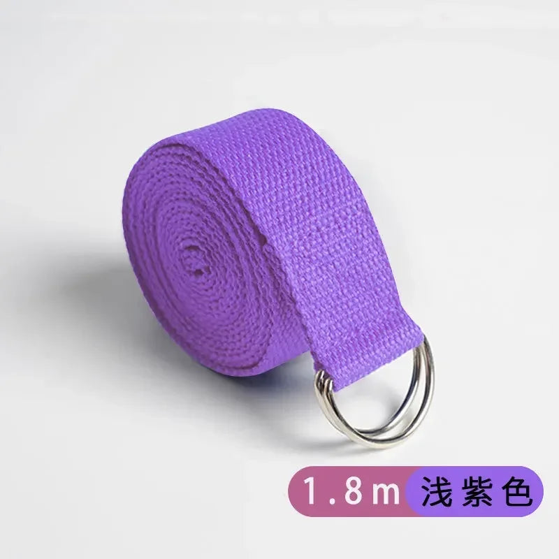 Adjustable Cotton Yoga Strap with D-Ring – 1.8m Stretch Band for Pilates & Flexibility