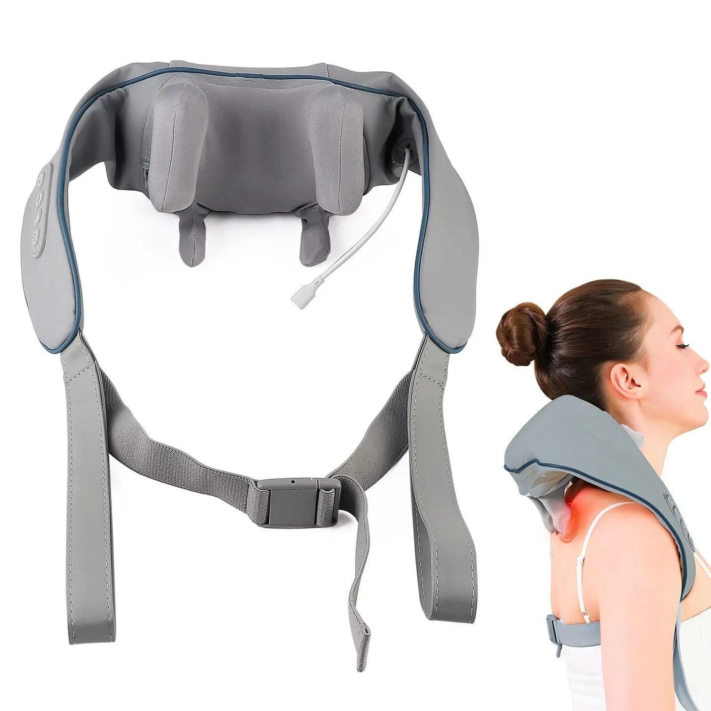 Wireless Shiatsu Neck & Shoulder Massager – Deep Tissue Relief