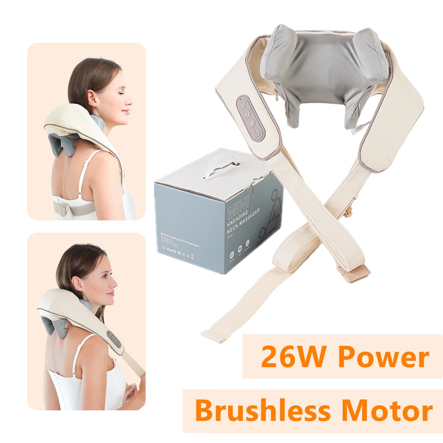 Electric Neck & Back Massager Pillow – Wireless Deep Tissue Kneading with Heat