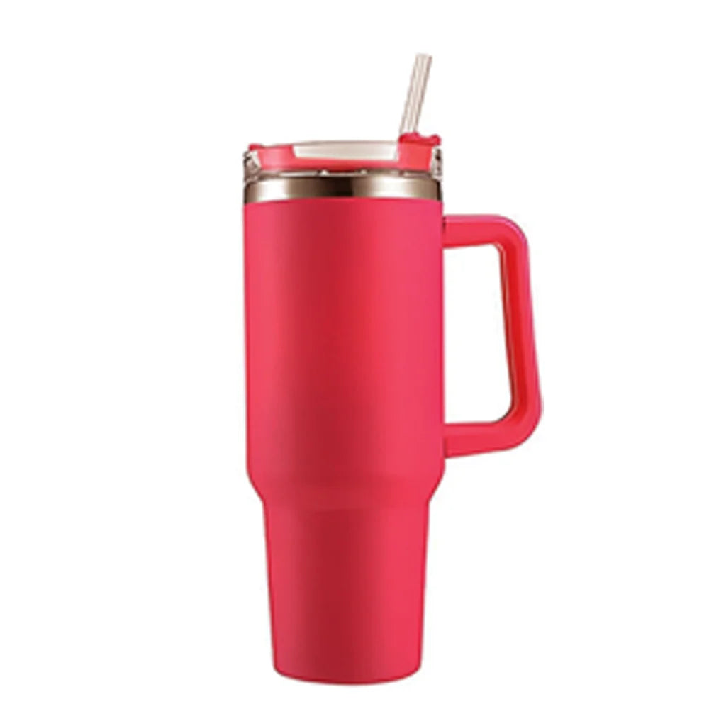 40oz Stainless Steel Insulated Tumbler – With Handle, Straw & Lid