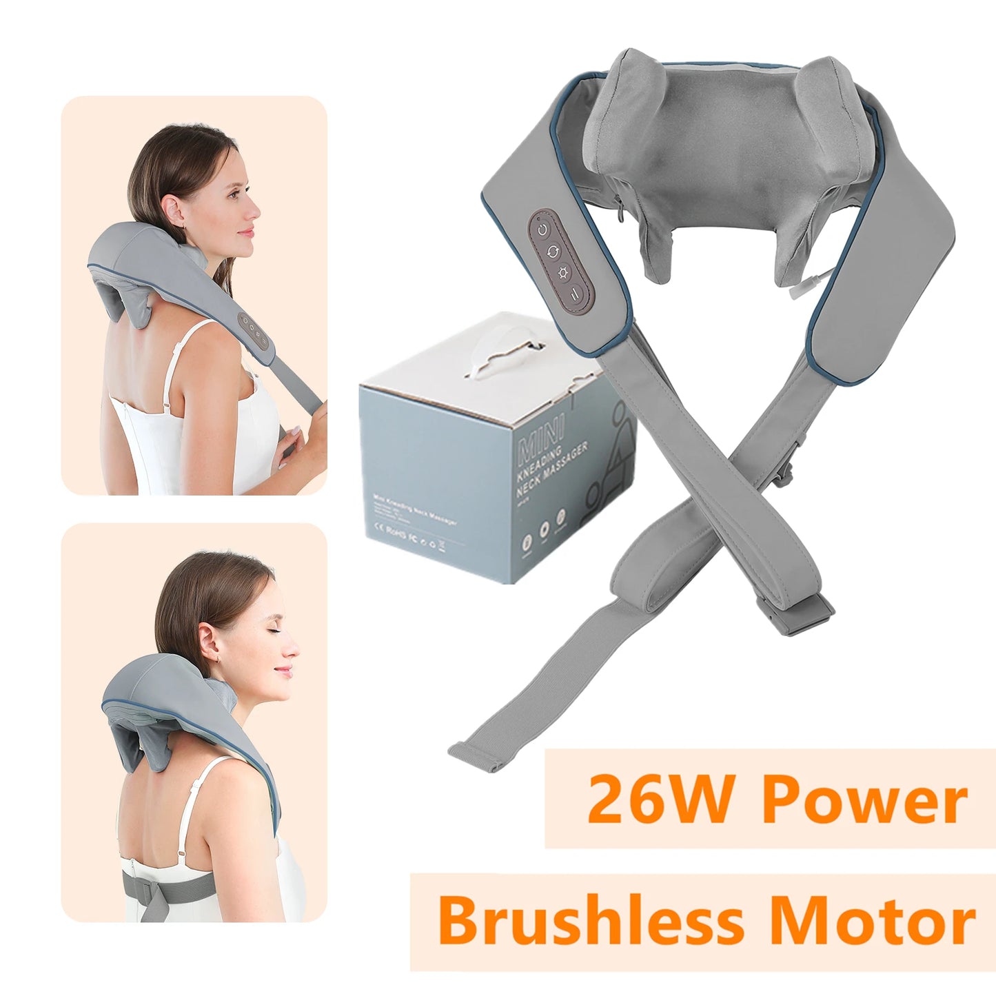 Electric Neck & Back Massager Pillow – Wireless Deep Tissue Kneading with Heat