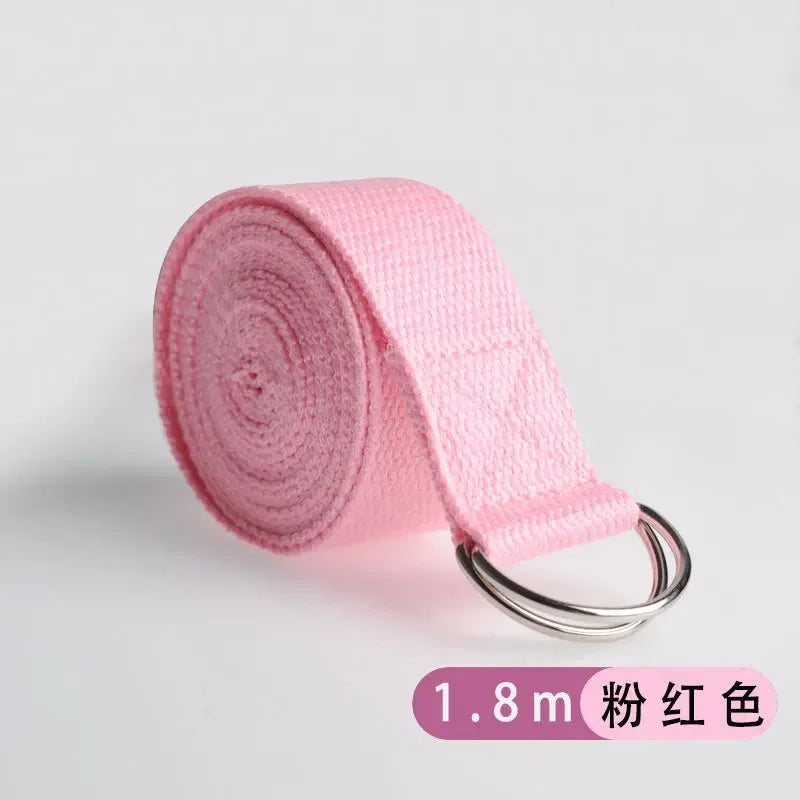 Adjustable Cotton Yoga Strap with D-Ring – 1.8m Stretch Band for Pilates & Flexibility