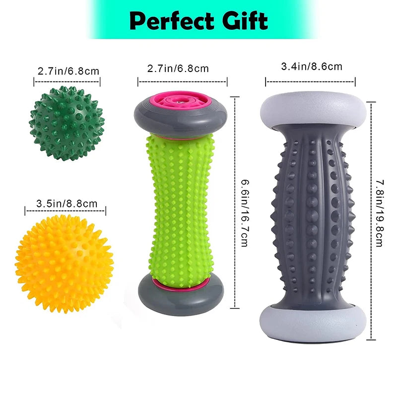 Foot Roller & Spiky Ball Set – Plantar Fasciitis & Neuropathy Relief