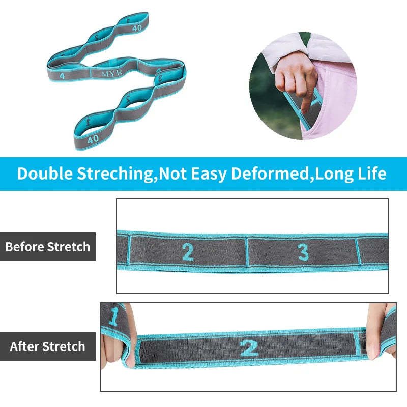 Elastic Yoga Stretch Strap with Loops – Flexibility Trainer for Dance & Pilates