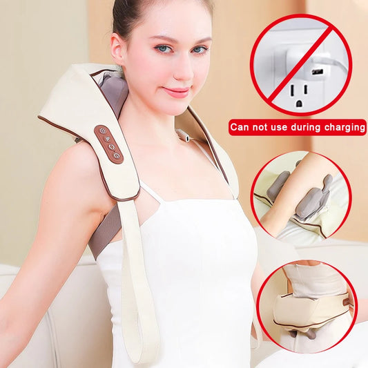 8D Electric Neck & Shoulder Massager – Wireless Kneading Heat Compression for Full-Body Relief