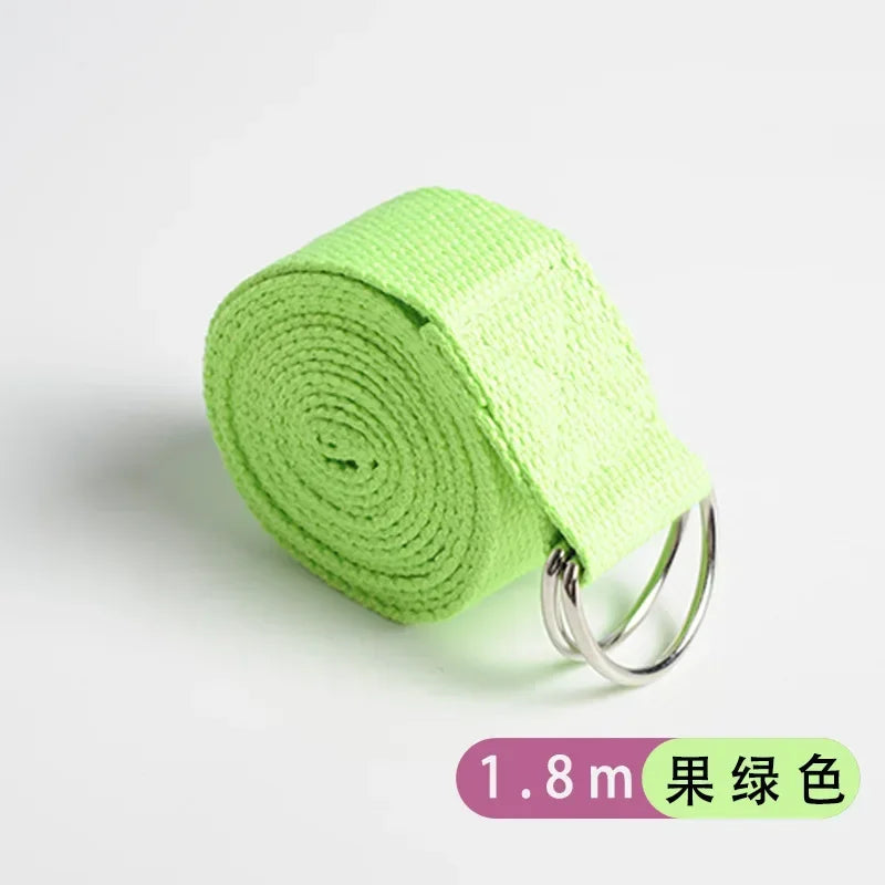 Adjustable Cotton Yoga Strap with D-Ring – 1.8m Stretch Band for Pilates & Flexibility
