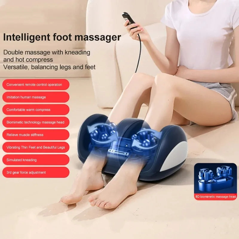 Extra Large Electric Foot & Calf Massager with Heat – Deep Shiatsu Therapy