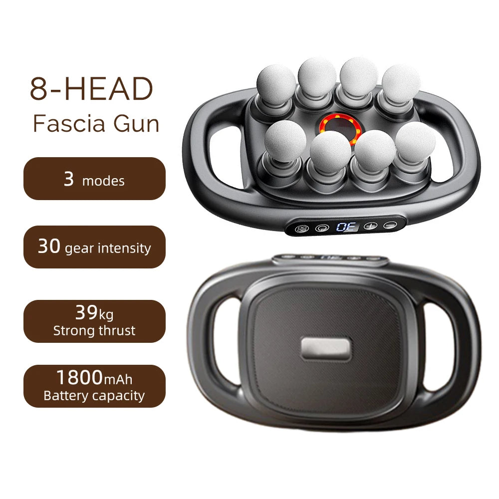 8-Head High-Frequency Massage Gun – Full Body Deep Tissue Relief Tool