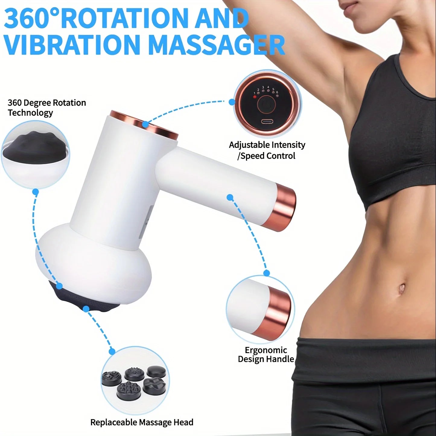 Wireless Handheld Body Massager – 5 Head Full-Body Deep Tissue Relief