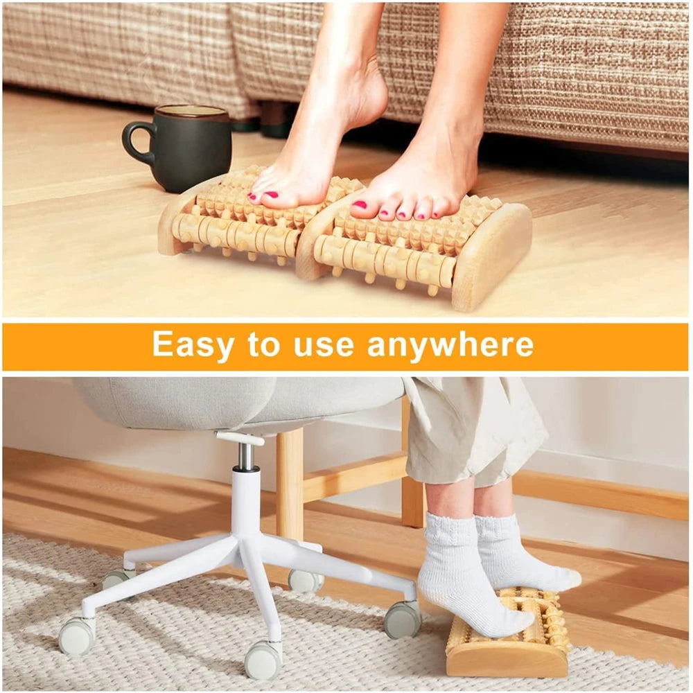 Wooden Foot Massage Roller – Pain Relief for Plantar Fasciitis & Acupressure Therapy
