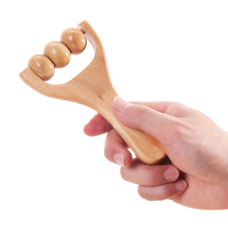 Wooden Roller Massager – Handheld Neck, Shoulder & Foot Relaxation Tool