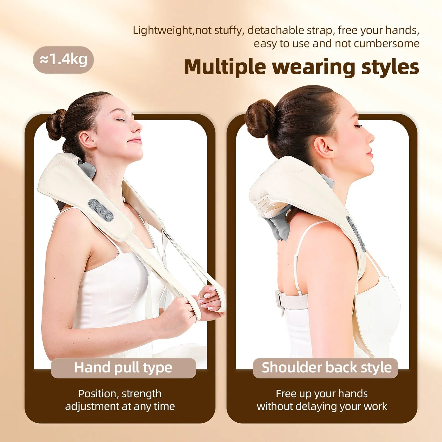 Wireless Neck & Shoulder Shiatsu Massager with Heat – Relaxing Massage Shawl